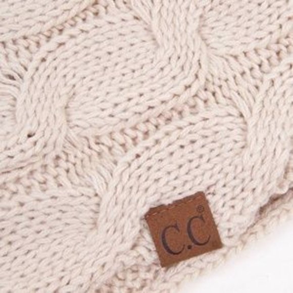 C.C 3pc Knit Warm Pom Beanie Gloves Scarves Set